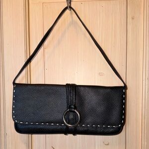 BCBGMaxAzria Black Clutch with Ring Accent